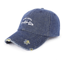 Design small MOQ distressed dad hat vintage washed denim baseball cap unisex distressed cap
